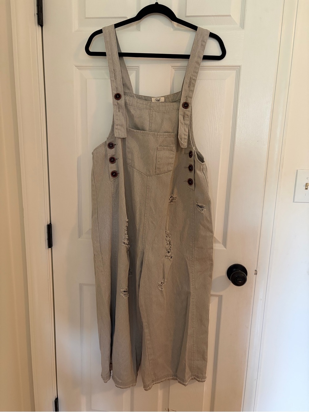 NWOT Easel Denim Distressed Overalls Jumpsuit - gray